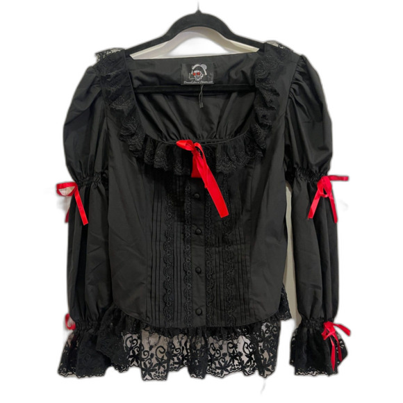 Dress Like A Pirate Black Praire Lace Fairy Blouse Top Women's Size Small - Picture 2 of 10
